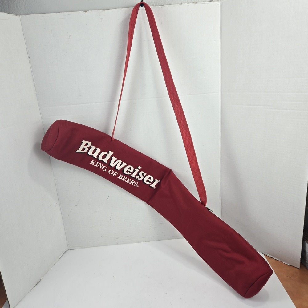 Vtg 1995 Budweiser Beer 6 Pack Sleeve Cooler Tube w Strap‎ Insulated Lightweight
